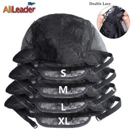 Casquettes de perruque Alileader vente en gros 10 pièces casquettes de perruque en dentelle pour la fabrication de perruques en vrac casquette de perruque marron noir avec sangles réglables casquettes de tissage Xl L M S 230327