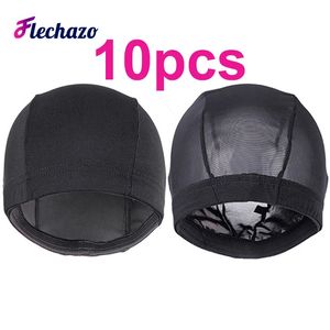 Casquettes de perruque maille élastique pour la fabrication de perruques casquette dôme en Spandex noir petites grandes têtes 21 23 25 pouces femmes tissent 10 pièces/lot 231211