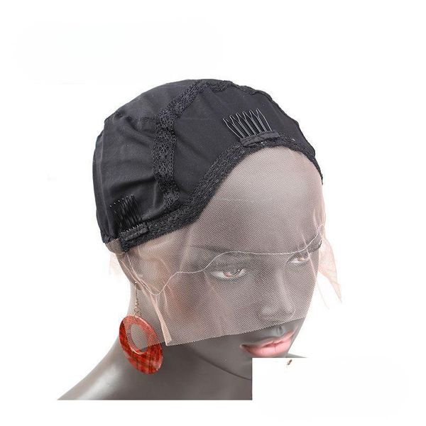 Bonnets de perruque pour la fabrication de perruques en dentelle de cheveux humains avec sangle réglable et peignes capuchon de peau douce et respirante M/S/L Bella Drop Delivery Products Dho5Y