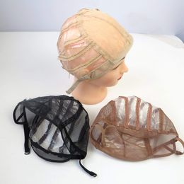 Pruik caps voor het maken van pruiken zwart / bruin / blonde kleur met verstelbare riem kant pruik cap gratis verzending