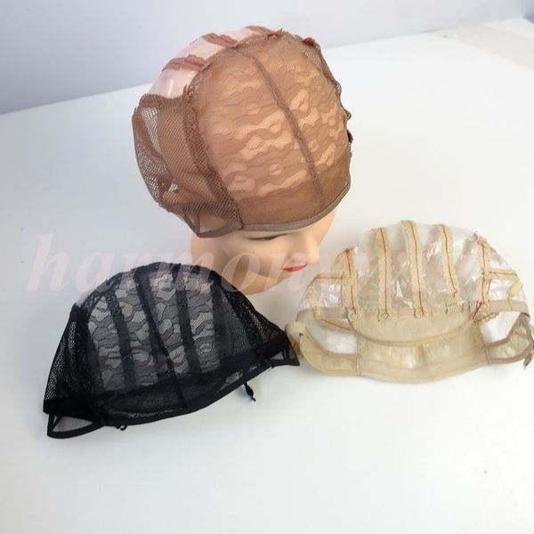 Gorros de peluca para hacer pelucas, gorro tejido de encaje elástico, correas ajustables, extensiones humanas, herramientas para peluca