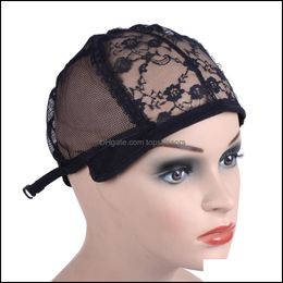 Gorros para pelucas Accesorios para el cabello Herramientas Productos Gorro para hacer pelucas con correa ajustable en la parte posterior Tamaño de tejido Sin pegamento 60 piezas Entrega directa