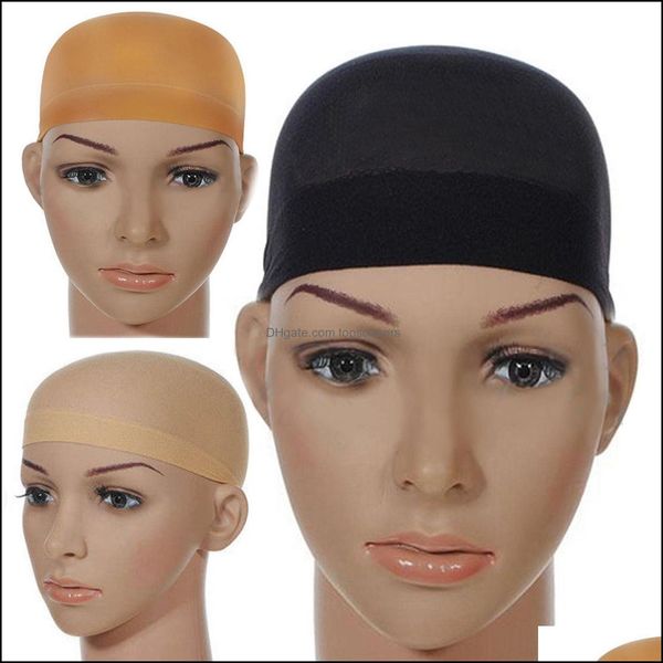 Casquettes de perruque Accessoires pour cheveux Outils Produits 2 Pcs Filets Filets Doublure Filet À Cheveux Snood Sans Colle Dôme Extensible Élastique Net Drop Delivery 2021 Z