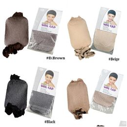 Wig Caps Invisible High Stretch Elastic Fishnet Hair Net Pruiken Cap voor snood gaas weven Nylon gewone kleine pakketdruppel levering P DH09G