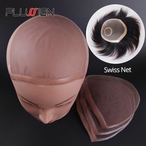 Gorros de peluca Plussign Swiss Lace Pattern Net para hacer peluca Toupee Top Closure Foundation Accesorios para el cabello Monofilamento Stocking Wig Cap 230808