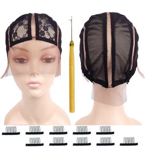 Perruque Caps Sthree Strands Braid Front Lace Wig Caps for Making Wigs Kit Mesh Base Machine Made Stretchy Net Medium with Adjustable Strap 230729