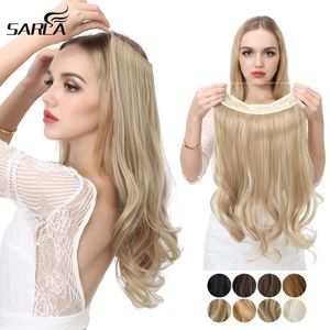 Pruik Caps Synthetisch Geen Clip Wave Hair Extensions Ombre Natuurlijke Zwart Blond Roze Valse Haarstukje Vis Lijn Nep 230714
