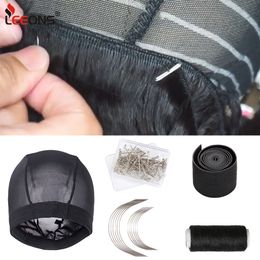 Casquettes de perruque Accessoires de perruque Casquettes de dôme en maille de soie pour la fabrication de perruque Bande élastique pour la fabrication de fil de tissage de perruque frontale en dentelle et d'outils de jeu d'aiguilles 230808