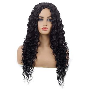 Wig for Black Women Synthetic Long Wavy African Black Kinky Curly Natural Hair Heat Resistant Fiber Cosplay Daily Use Wig