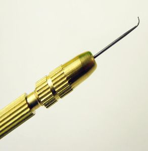 Enfileur de nœuds d'aiguille de crochet de perruque avec support en laiton pour la fabrication de produits capillaires de perruque et de toupet, outil d'aiguille de Crochet de couture à la main 5885037