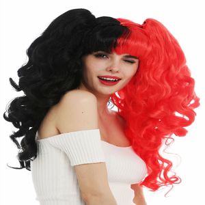 Wig Ladies Cosplay Lange krullende afneembare staartjes Gothic Lolita Black Red
