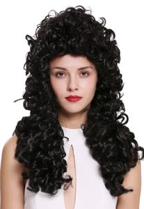 Wig Ladies heren barokke renaissance Edelmann lange krullen krullen zwart