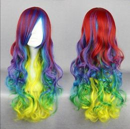 Perruque livraison gratuite Lolita longue bouclée élégante multi-couleurs filles mode Anime Cosplay perruque de cheveux