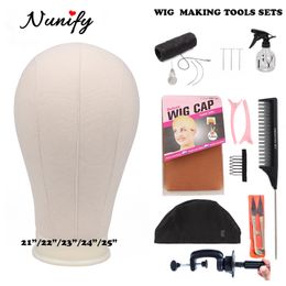 Kit de fabrication de perruque Support de perruque avec tête Tête de manequin chauve T Pins Perruque Peignes Outils de cheveux pour les femmes Perruques Diy Fabrication de matériel Pinces à cheveux CX200716