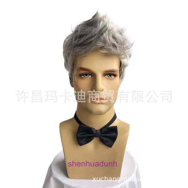 Wig Mens Fashion Short Hair clair gris Street Daily Street Cockscomb Head