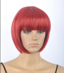 PRUIK Gratis verzending New Charm Women's short red straight Natural Hair Full wigs