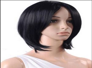 WIG NIEUWE Women 126 inch anime feestpruiken Turnup Side Bang Short Black Full Wig2372971