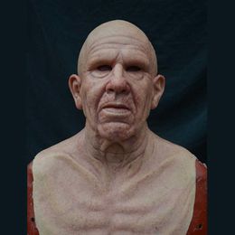 Peluca Old Man Mask Halloween Full Latex Face Scary Heaear Horror para juego Cosplay Prom Props 2020 nuevo X0803337M