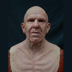 Perruque vieil homme masque Halloween plein Latex visage effrayant Heaear horreur pour jeu Cosplay bal accessoires 2020 nouveau X0803222Z