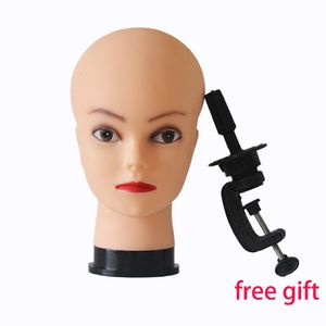 Wig Stand 55cm Bald Mannequin Head With Clamp Cosmetology Manikin Head For Makeup Practice Female Maniqui Head For Wig Making Hat Display 230327