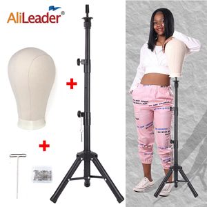 Perruque Stand Alileader 140Cm64Cm Perruque Stand Perruque Trépied Avec Mannequin Toile Bloc Tête Réglable Trépied Stand Perruque Kit De Fabrication TPins Cadeau 230724