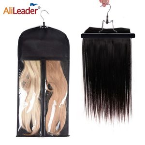 Wig Stand Alileader 4 Colors Portable Wig Bag With Hanger Wig Storage Bags Pack Holder For Virgin Hair Weft Clip In Hair Extension 230830