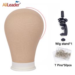 Wig Stand Alileader Canvas Block Poly Head Pruik maakt kop in elkaarwig display Styling Mannequin Head Manikin Head Dryer20.5 "21" 22,5 "23inch 230428