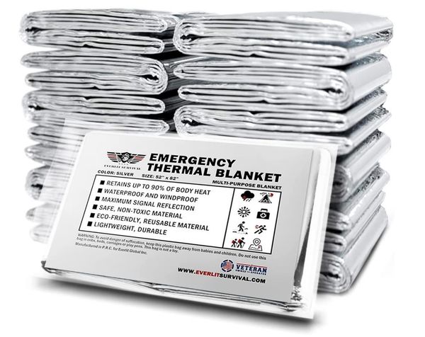 Perruque support d'urgence Mylar couverture thermique 12 Pack couvertures d'espace pour trousse de premiers soins Camping Kit randonnée en plein air 230614