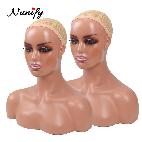 Wig Stand Relist Female Mannequin Head avec buste du mannequin d'épaule pour perruques Accessoires de beauté Affichage Modèle Têtes 230706