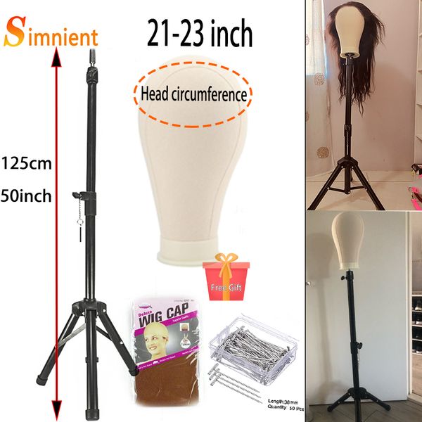 Support de perruque Simnient 155Cm/125Cm/60Cm Support de perruque Trépied de perruque avec tête de bloc de toile de mannequin Trépied réglable Kit de fabrication de perruque TPins Cadeau 230614