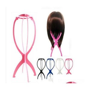 Wig Stand Stands Vouw stabiele plastic hoed cap display Duurzame gereedschap Haaraccessoires Zwart roze kleur Drop leveringsproducten DHMLV