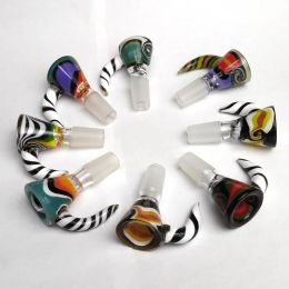 Wig Wag Bowl Piece 14mm Male Slide Bowl Accessoires pour fumer Tête de bol en verre épais pour Bong Water Bong Slide Heady Water Pipe Slide Bowl LL