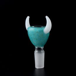 Pruik Wag Glass Bowl Piece With Ox Horn 14mm Mannelijke Roken Bong Bowl voor Tobacco Water Bongs Pijpen Dab Rigs