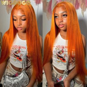 Wiggogo Orange gingembre dentelle avant perruque cheveux humains perruques droites 13X4 13X6 Hd frontale sans colle 240130