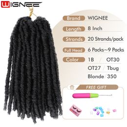 Wignee Short Faux Locs Crochet Hair Synthetic Hair Dreadlocks Hair Extensions Crochet Bourgogne Black Hair Extensions for Women