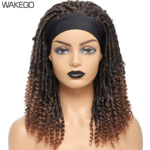 Perruques 12 pouces Dreadlock Curly Wig Short Synthetic Twist Coiffes 1B 27 30 Bug ombre Brown Faux Locs Crochet Hair Wig Afro Curly Hair Wig