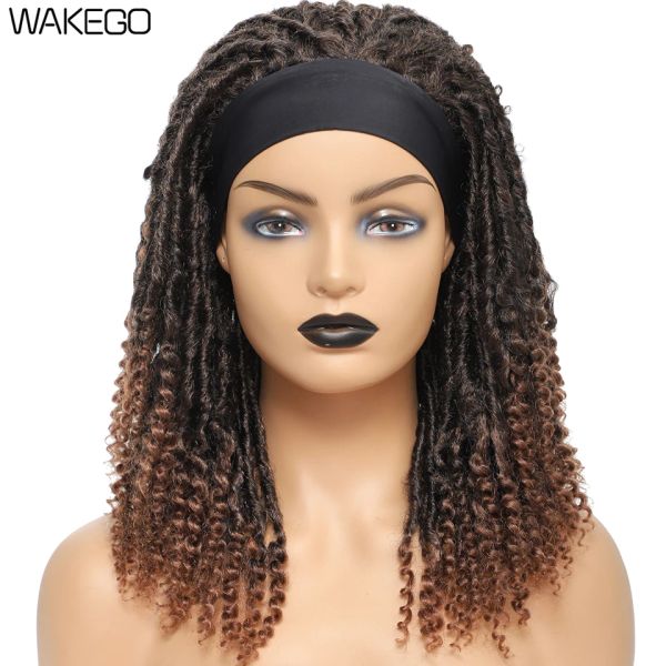 Perruques 12 pouces Dreadlock Curly Wig Short Synthetic Twist Coiffes 1B 27 30 Bug ombre Brown Faux Locs Crochet Hair Wig Afro Curly Hair Wig