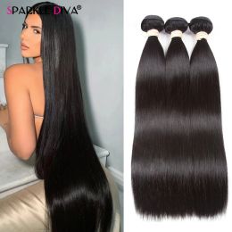 Perruques 12a paquets de cheveux raides en os des cheveux humains brésiliens 100% non transformés vierges coiffure droite cheveux couleur naturelle 36 38 40