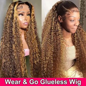 Perruques 13x4 13x6 Wigless sans glue cheveux humains Lire pour porter un ombre pré-cueilled HD Lace Deep Wave Frontal Wig Cury Human Hair Wig