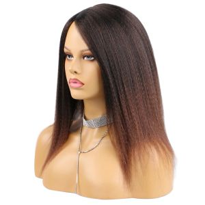 Pruiken 14 inch Synthetische Yaki Hair Wig Natural Soft Afro Kinky Rechte haarpruiken voor Afrikaanse vrouwelijke pruiken dagelijks gebruik