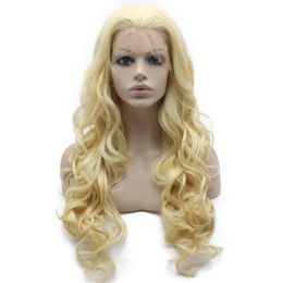 Perruques 26 "de long # 613 Blonde à forte densité Fibre Fibre Fibre Front Lace Synthetic Hair Wig