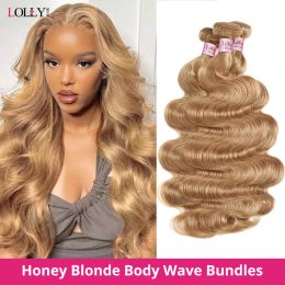 Perruques # 27 Honey Blonde Bundles Body Wave Hair Poules Bundles Brésiliens Fils Heulements Human Bundles Body Wave Hair Bundles 3/4 Bundles