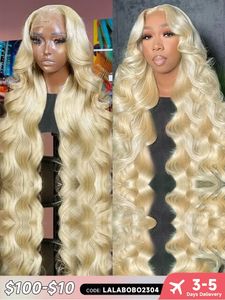 Pruiken 30 36 inch 613 Blonde frontaal 13x4 13x6 Bodygolf voor 360 Lace Human Hair Voorgeplukt Remy Braziliaanse pruik 231024