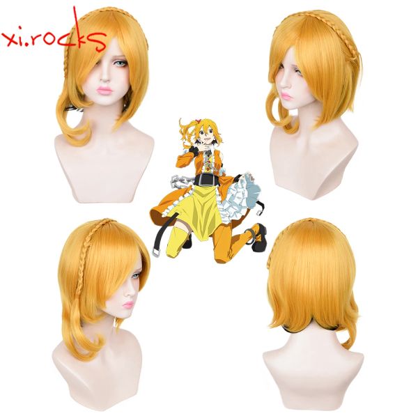Perruques 3115 Xi.Rocks 15 pouces Kagerou projet Momo Kisaragi Cosplay femmes jaune et noir MDLONG cheveux perruque synthétique