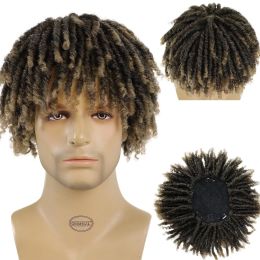 Pruiken 6 inch korte dreadlock pruiken synthetische gevlochten halve pruik korte haarstukken haartoepie afro pruiken voor mannen zwarte vrouwen pruik bruin mix