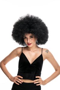 Pelucas Afro Payaso Cosplay Pelucas para Mujeres Gorra Negra Big Top Fanáticos del fútbol Pelucas Halloween Adultos Unisex Pelo sintético Hombres Negros Rizados