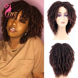Perruques Afro bouclés tressés perruques pour femmes perruque synthétique Ombre tressé Dreadlock perruque noir brun blond africain Faux Locs perruques courtes