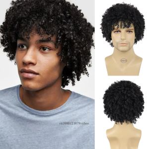 Perruques Afro bouclés perruque noir cheveux synthétiques coiffures masculines taille de bonnet réglable coupes de cheveux naturelles perruque Afro Colly années 70 perruques de costume pour hommes