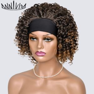 Perruques afro perruque boucle bouclée perruque à cheveux courts perruques pour femmes noires ombre naturel sans glue synthétique cheveux résistants à la chaleur Annivia