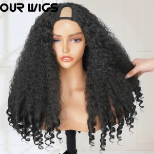 Perruques Afro Kinky Curly V Pied Perruque pour les femmes noires pneost droit avec des extrémités bouclées rebondissantes